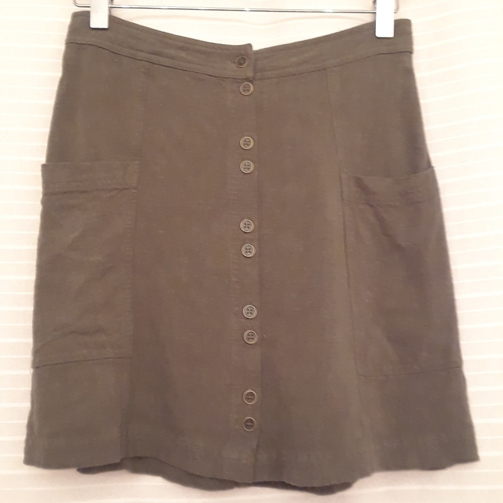 Universal Thread Olive Linen Buttoned Mini Skirt - image 3